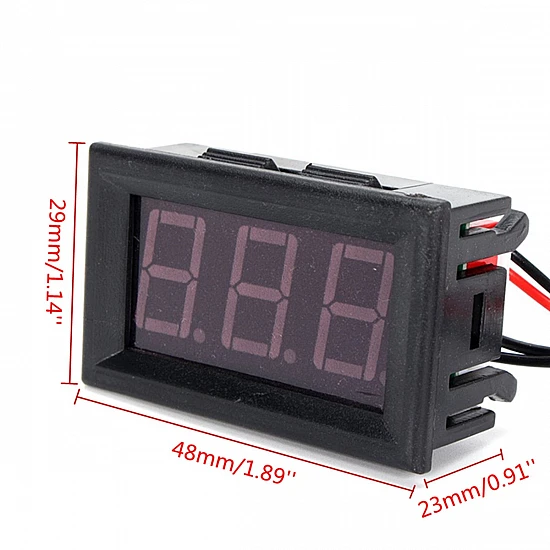 12V Digital Electronic Thermometer - Red LED Display - Waterproof Probe