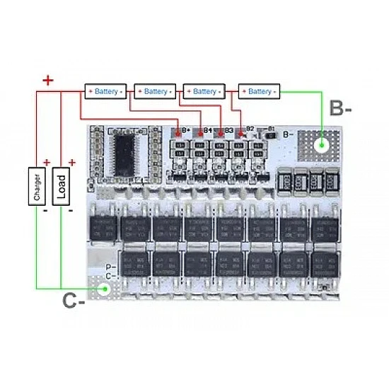 4S 100A 14.8V/16.8V Li-ion Protection Board with Equalization - 5-Pin