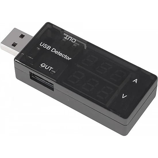 Black USB Intelligent Digital Display Current & Voltage Tester