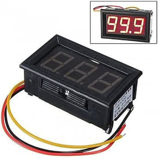 Red 0.36 inch Digital Three-Wire DC Voltmeter With Case