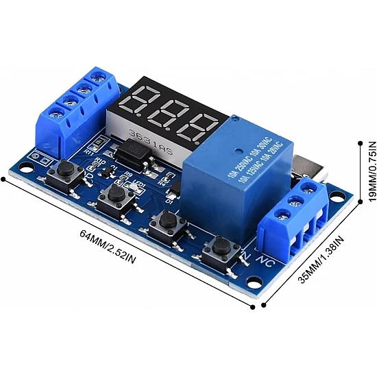 Type-C 5V-30V Delay Relay Module - Cyclical Timing Circuit Switch with Power-Off Delay