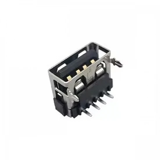 USB AF Female Socket 10mm Short Flat 4-Pin 90-Degree PCB Mount