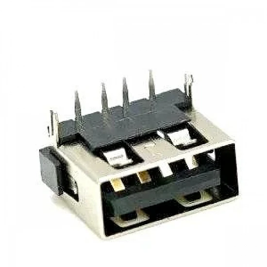 USB AF Female Socket 10mm Short Flat 4-Pin 90-Degree PCB Mount
