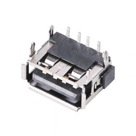 USB AF Female Socket 10mm Short Flat 4-Pin 90-Degree PCB Mount