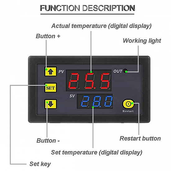 W3230 High Precision 220v Temperature Controller Digital Display Thermostat Module