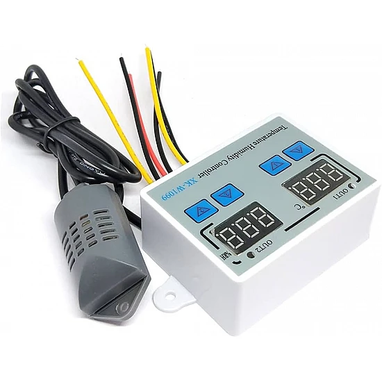 Digitaler Temperatur-Feuchtigkeitsregler XK-W1099 – 110–220V, LCD, -0 Bis 100°C, 0–100% RH, 10A Ausgang