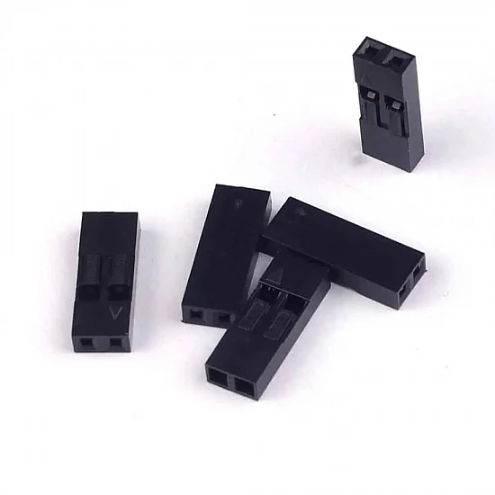 2-Pin 2.54mm Pitch Black Dupont Female Connector Housing Shell