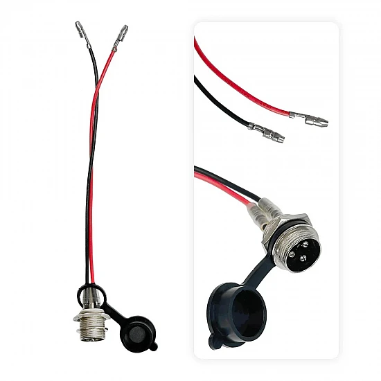 3-Pin E-Bike & Scooter Charging Port with Wire & Dust Cap