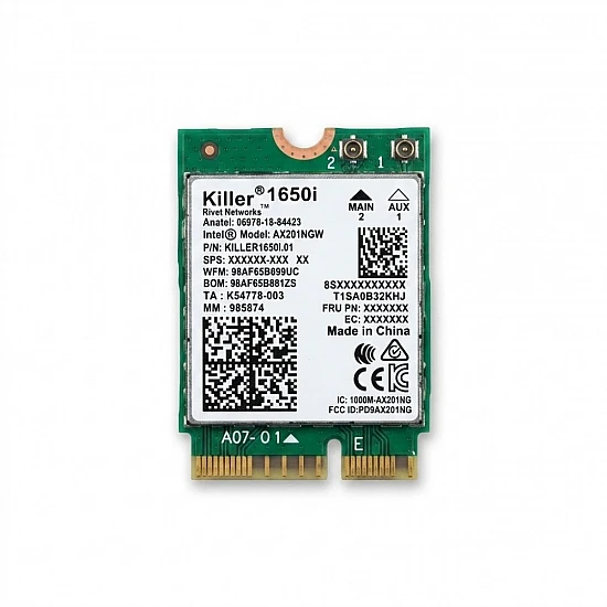 Killer 1650i Intel AX201NGW Wi-Fi 6 Bluetooth M.2 CNVio2 Card
