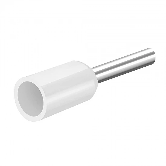 E0508 Insulated Cord Pin End Terminal White (0.5mm² / 22 AWG)
