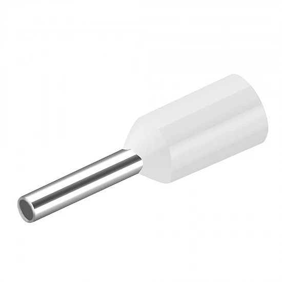 E0508 Insulated Cord Pin End Terminal White (0.5mm² / 22 AWG)