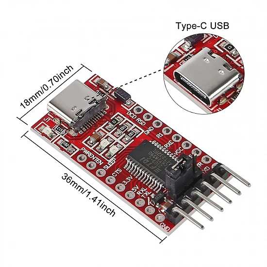 FT232RL Type-C USB to TTL Serial Adapter Module 3.3V/5V