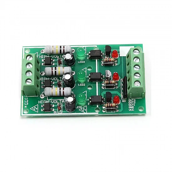 3-Channel 220V AC Optocoupler Isolation Detection Module