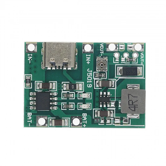 J5019 3.7V to 9V 5V 2A 18650 Lithium Battery Charge Discharge Integrated Module Type-C 