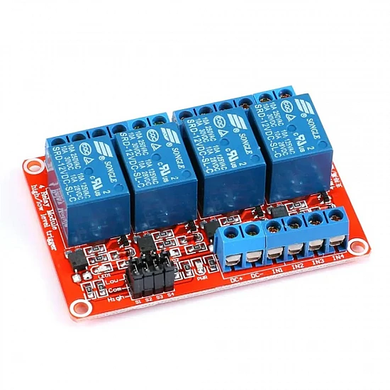 4-Channel 12V Relay Module with Optocoupler Isolation