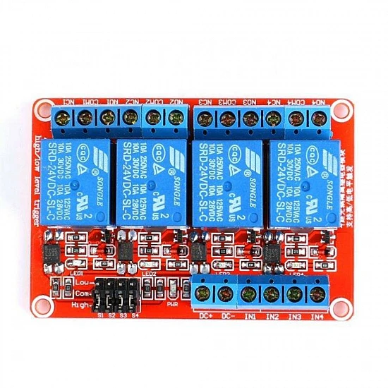 4 Channel 24V Relay Module with Optocoupler Isolation