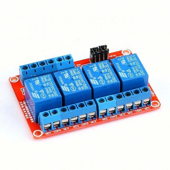 4 Channel 24V Relay Module with Optocoupler Isolation