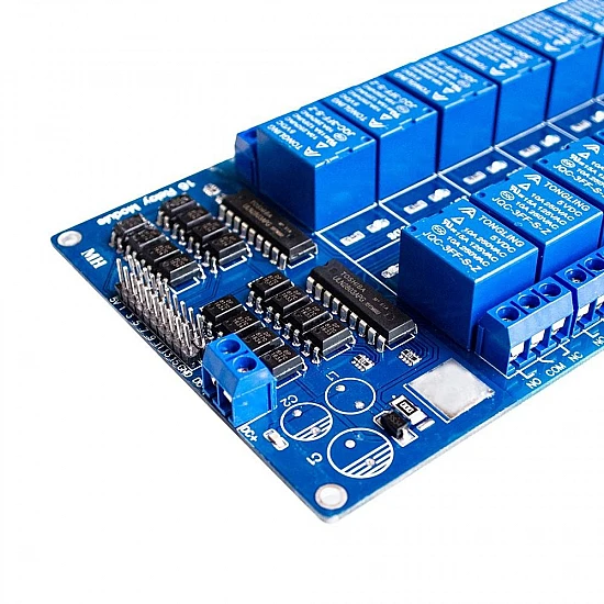 16-Channel 5V Relay Module with Optocoupler and LM2596