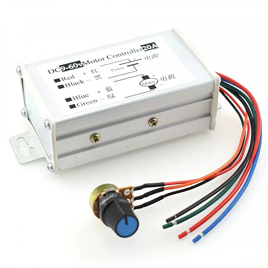 9V-60V PWM DC Motor Speed Controller 20A Metal Case