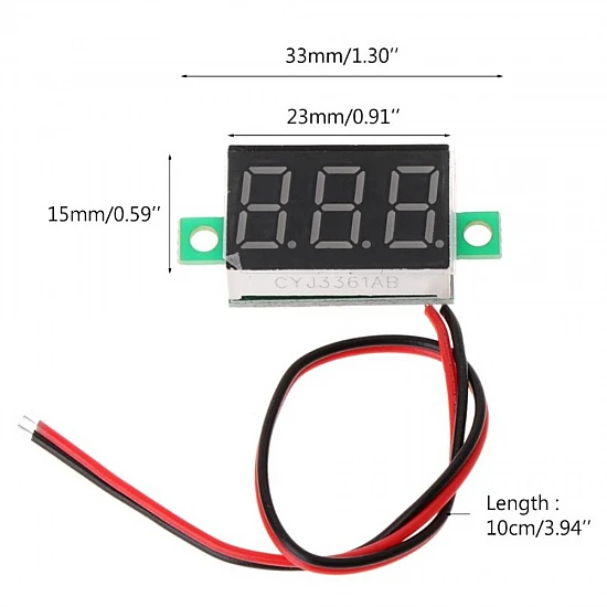 0.36 Inch 2-Wire LED Digital Voltmeter DC 2.7V-32V Blue