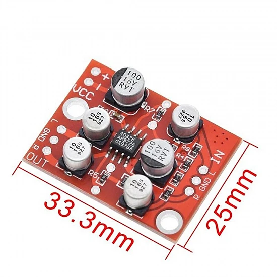 AD828 Stereo Op-Amp Preamplifier Board Module DC 5V-15V