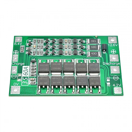 3S 60A 12.6V Li-ion Battery Protection Board BMS with Balance/Equalizer