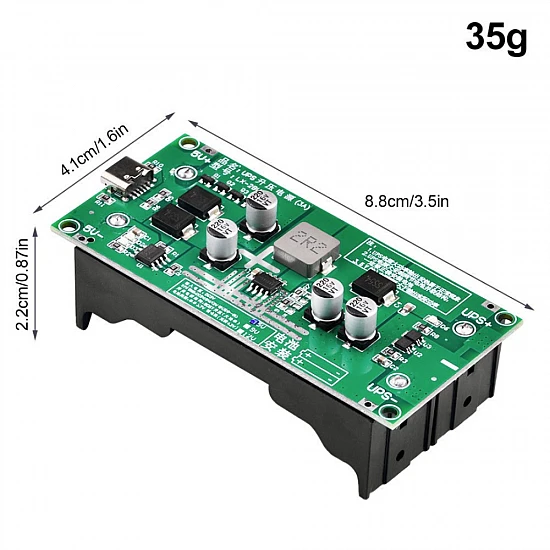 LX-2BUPS 12V 3A UPS Boost Module with Dual 18650 Battery Holder - Type-C