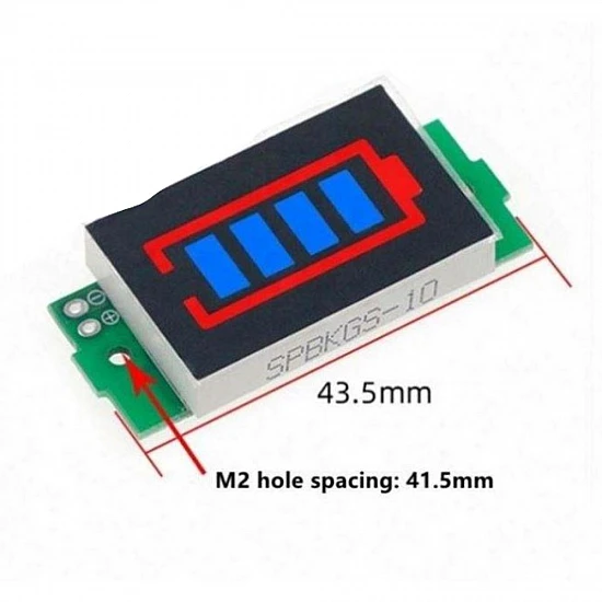 3.7V 1S Lithium Battery Capacity Indicator Module Blue Display