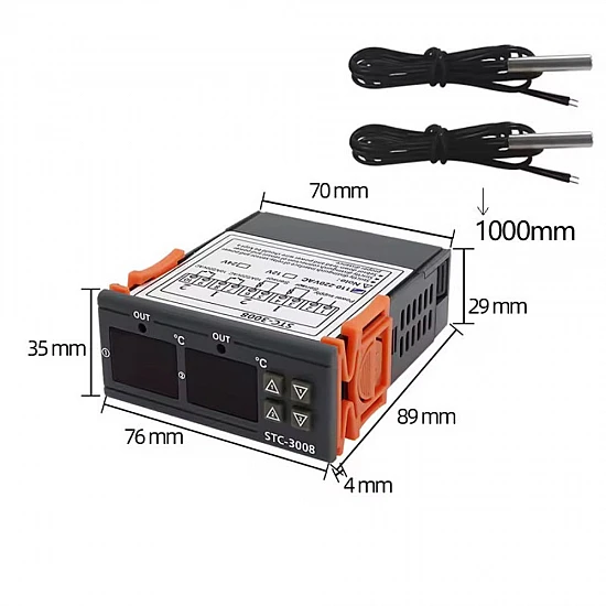 STC-3008 Dual Digital Temperature Controller 110-220V AC