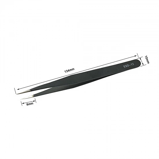 ESD-12 Anti-Static Straight Stainless Steel Tweezer