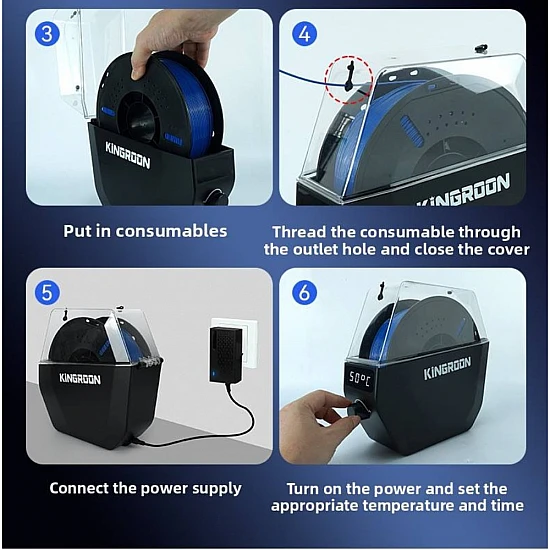 Kingroon 3D Printer Filament Dryer Box with Knob Control