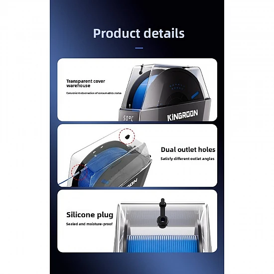 Kingroon 3D Printer Filament Dryer Box with Knob Control