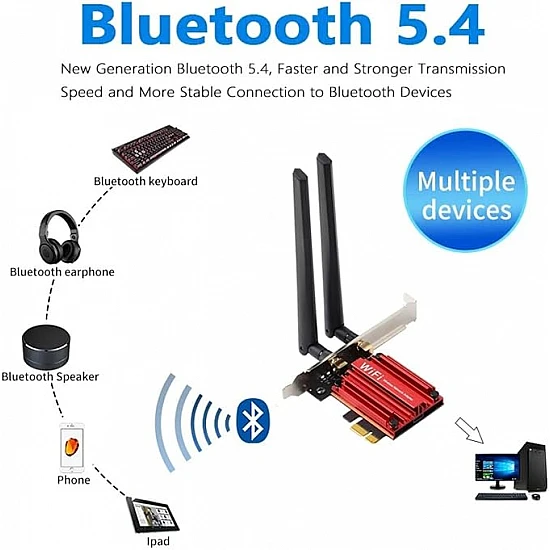 AX200 Pro WiFi 6 PCIe Adapter 3000Mbps Bluetooth 5.2 10dBi Antenna