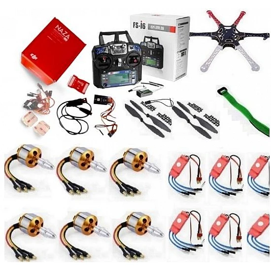 Hexacopter Drone Combo with DJI NAZA m lite and 6ch FlySky FS-I6 (Motor + ESC + Propeller + Flight Controller + Frame + TX-RX Flysky FSi6 + Belt) - Multirotor -