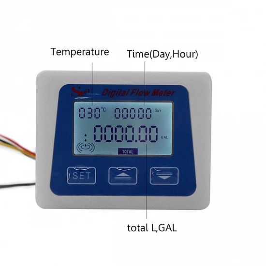 Digital LCD Display Water Flow Sensor Meter Temperature Time Record with G1/2 Flow Sensor