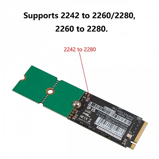 M.2 SSD Extension Bracket Adapter Board 2242/2260 to 2280 with Screw