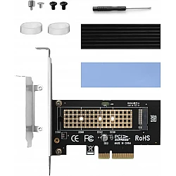 NVMe M.2 SSD to PCI-E X4 Adapter with Aluminum Heatsink - NVMe to PCI-E X4 adapter with heatsink