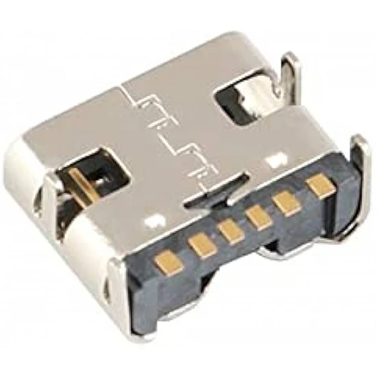 USB3.1 Type-C 6Pin SMD Female Socket Connector with 4 Fixed Feet | Without shrapnel