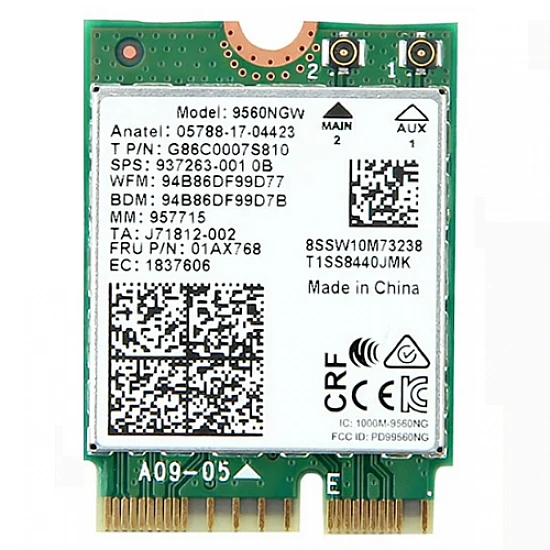Intel Wireless-AC 9560NGW 1.73Gbps Dual Band M.2 WiFi Bluetooth Module