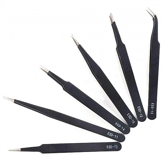 Vetus Anti-Static Tweezers Set - 6pcs