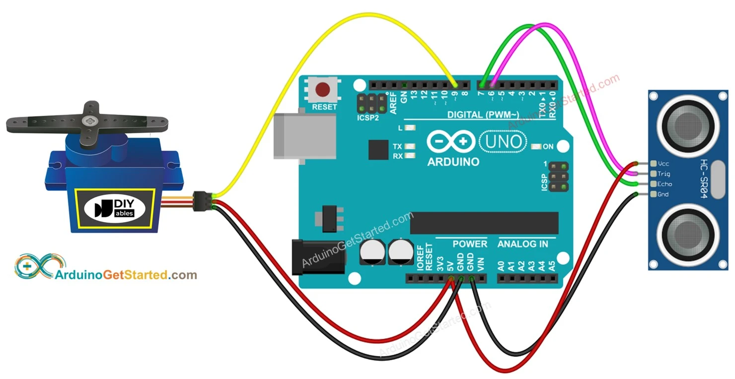 Arduino with Ultrasonic Sensor and Servo Motor