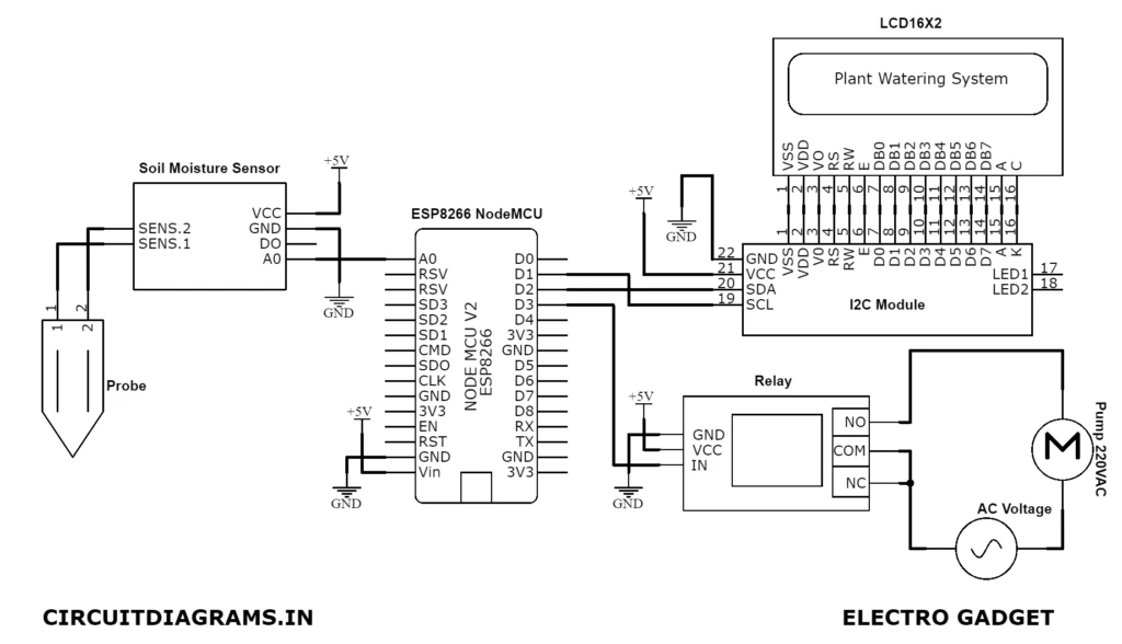 ESP8266 Plant Watering System Circuit Diagram